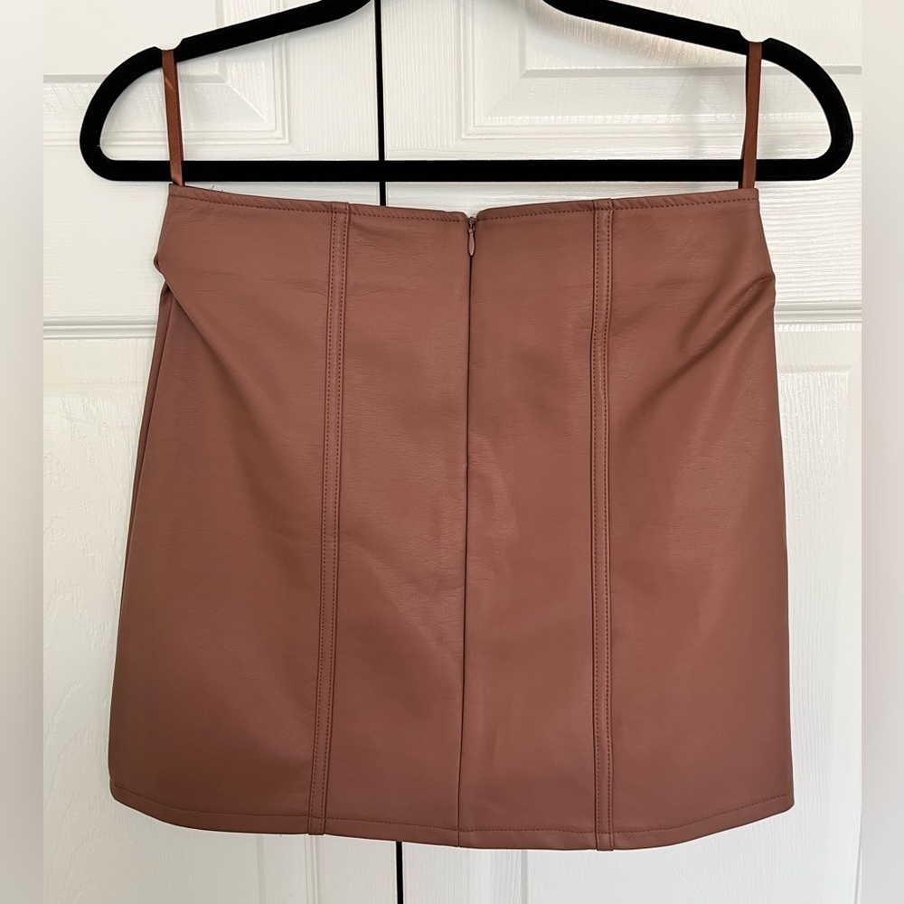 Pleather Two Piece Mauve/Brown Set Size S - Picture 7 of 8